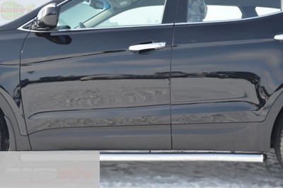 Боковые подножки-пороги труба из нержавеющей стали d63 (заглушка из нержавеющей стали под углом 45 градусов) Hyundai (хендай) Santa Fe (санта фе) (2012 по наст.)  ― PEARPLUS.ru