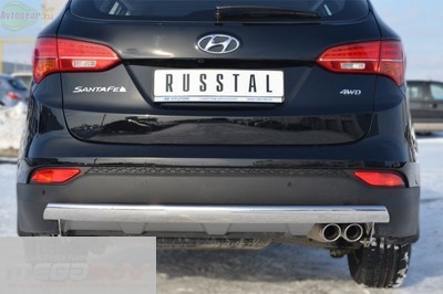 Защита заднего бампера 75х42 овал Hyundai (хендай) Santa Fe (санта фе) (2012 по наст.)  ― PEARPLUS.ru
