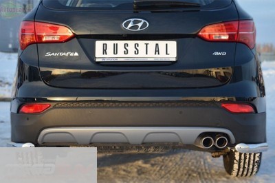 Защита заднего бампера уголки d63 Hyundai (хендай) Santa Fe (санта фе) (2012 по наст.)  ― PEARPLUS.ru