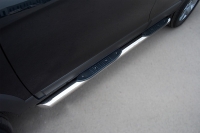 Боковые подножки (пороги) нержавеющая труба с противоскользящими накладками для ног 76мм с заглушкой из нержавеющей стали под углом 45 градусов Chevrolet (Шевроле) Tahoe (2006 по наст.) ― PEARPLUS.ru