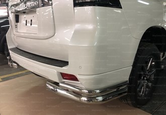 Toyota (тойота) Land Cruiser (круизер) (ленд крузер) Prado 150 2017 Защита заднего бампера угловая двойная ― PEARPLUS.ru