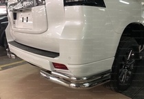Toyota (тойота) Land Cruiser (круизер) (ленд крузер) Prado 150 Style 2019 Защита заднего бампера угловая двойная