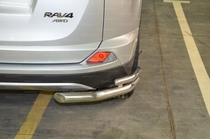 Toyota (тойота) RAV4 (рав 4) 2015 Защита заднего бампера угловая двойная 60/42мм