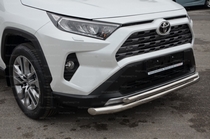 Toyota (тойота) RAV4 (рав 4) 2019 Защита переднего бампера двойная 60/42мм