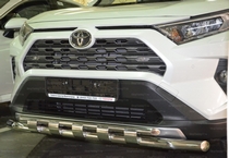 Toyota (тойота) RAV4 (рав 4) 2019 Защита переднего бампера двойная с перемычками