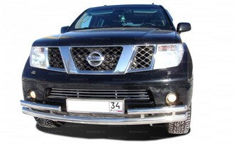Защита переднего бампера 1 длиная, 2 коротких Nissan (ниссан) Pathfinder 2010-2013 ― PEARPLUS.ru