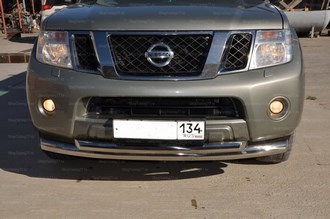 Защита переднего бампера двойная Nissan Pathfinder 2010-2013 SKU:465544qw