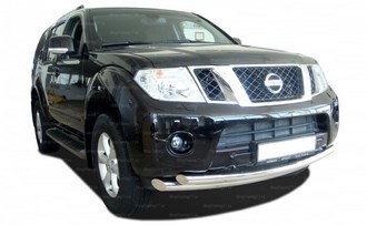 Защита переднего бампера двойная Nissan Pathfinder 2010-2013