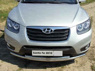 Защита передняя нижняя двойная 60.3-42.4 мм Hyundai (хендай) Santa Fe (санта фе) (2010-) ― PEARPLUS.ru
