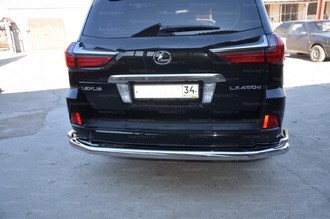 Защита заднего бампера угловая большая Lexus (лексус) LX 450 2016 ― PEARPLUS.ru