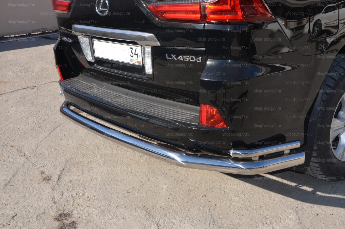 Защита заднего бампера угловая большая Lexus (лексус) LX 450 2016