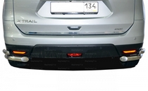Защита заднего бампера угловая двойная 60/42мм Nissan (ниссан) X-Trail (2015-) 