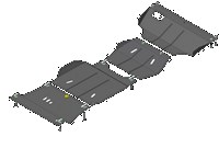 Стальная защита двигателя, переднего дифференциала, КПП и раздаточной коробки толщиной 2 мм Mazda (мазда) BT-50 Все объемыс усиленным бампером,  пикап,  полный,  (2006-2014) 