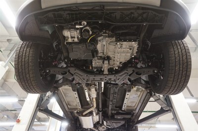 Защита днища Hyundai Santa Fe (Хёндай Санта Фе) V-все (2012-) 4 части, на а/м без бок. подножек(алюмин.)