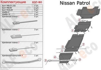 Защита радиатор (алюминий 4мм) Nissan  Patrol все двигатели (2010-)