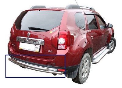 Защита заднего бампера двойная d=2х50 мм для Renault Duster 2012-