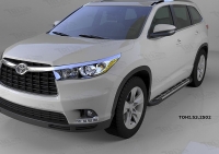 Пороги алюминиевые (Corund) Toyota Highlander (Тойота Хайлендер) (2014-)