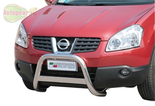 Защита бампера передняя нерж. сталь 63мм Nissan (ниссан) Qashqai (кашкай +2) (кашкай) (2007-2010) Италия.