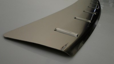 Накладка на задний бампер с загибом, Зеркальная, (2011-), к-кт 1шт (NEW) CHEVROLET AVEO III 4D