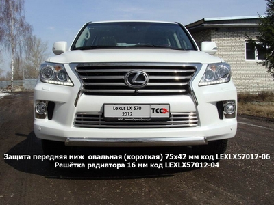 Защита передняя нижняя овальная (короткая) 75х42 мм на Lexus (лексус) LX5 (X5)70 2012 по наст. ― PEARPLUS.ru