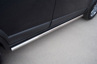 Боковые подножки-пороги труба из нержавеющей стали d63 (заглушка в виде полушария из нержавеющей стали) Nissan X-Trail (2011 по наст.)  