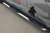 Пороги труба d76 с накладкой (заглушка из нержавеющей стали под углом 45 градусов) Mitsubishi ASX 2013