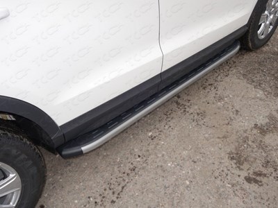Пороги алюминиевые с пластиковой накладкой (карбон серые) 1720 мм Audi Q3 2011- SKU:458457qw