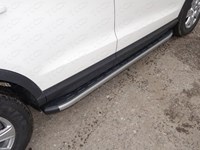 Пороги алюминиевые с пластиковой накладкой (карбон серые) 1720 мм Audi (Ауди) Q3 2011-