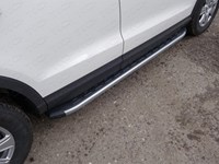 Пороги алюминиевые с пластиковой накладкой (карбон серебро) 1720 мм Audi (Ауди) Q3 2011-