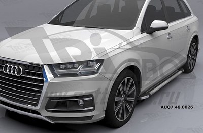 Пороги алюминиевые (Brillant) Audi (Ауди) (Ауди) Q7 (2015-)  (серебр) ― PEARPLUS.ru