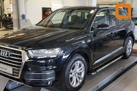 Пороги алюминиевые (Brillant) Audi (Ауди) (Ауди) Q7 (2015-)  (черн/нерж) 