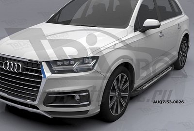 Пороги алюминиевые (Corund Silver) Audi (Ауди) (Ауди) Q7 (2015-) ― PEARPLUS.ru