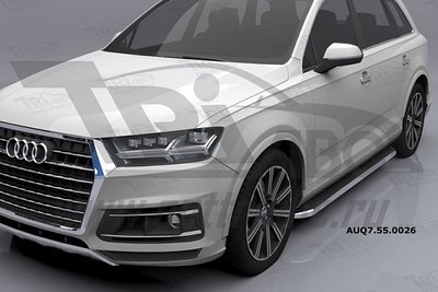 Пороги алюминиевые (Ring) Audi (Ауди) Q7 (2015-)