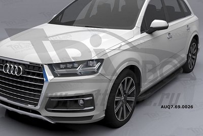Пороги алюминиевые (Corund Black) Audi (Ауди) Q7 (2015-)