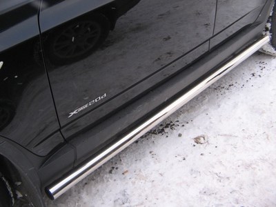Повторители штатных порогов d60 (труба с заглушками) BMW X3 2003-2010