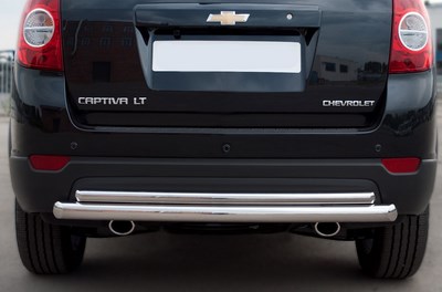 Защита заднего бампера двойная 60/42мм Chevrolet (Шевроле) Captiva (каптива) (2013 по наст.) ― PEARPLUS.ru