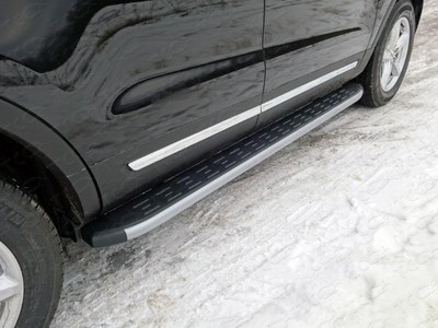 Пороги алюминиевые с пластиковой накладкой (карбон серебро) 1920 мм Ford Explorer 2016-