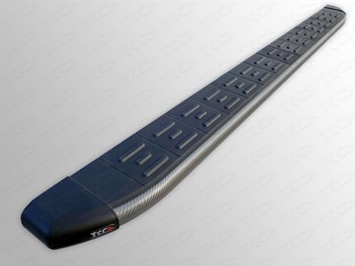 Пороги алюминиевые с пластиковой накладкой (карбон серые) 1720 мм Geely Emgrand X7 2015