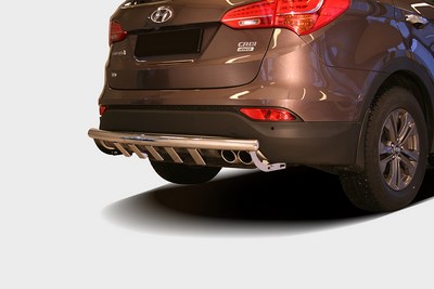 Защита задняя с декоративными элементами d60,Hyundai Santa Fe 2013-