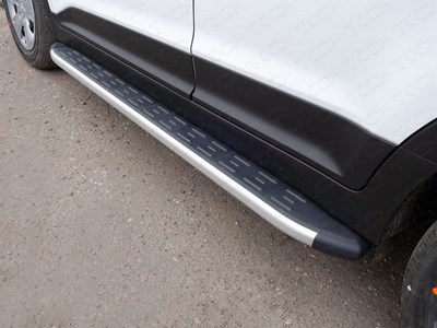 Пороги алюминиевые с пластиковой накладкой 1720 мм Hyundai (хендай) Creta 2016- ― PEARPLUS.ru