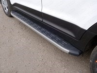 Пороги алюминиевые с пластиковой накладкой (карбон серые) 1720 мм Hyundai (хендай) Creta 2016-