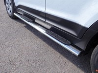 Пороги овальные с накладкой 120х60 мм Hyundai (хендай) Creta 2016-