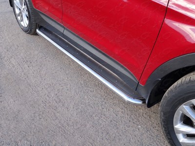 Пороги с площадкой (нерж. лист) 60, 3 мм Hyundai (хендай) Santa Fe (санта фе) Premium 2015 ― PEARPLUS.ru
