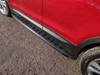 Пороги алюминиевые с пластиковой накладкой (карбон черные) 1820 мм Hyundai (хендай) Santa Fe (санта фе) Premium 2015-