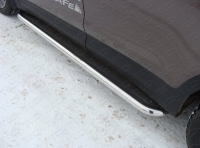 Пороги с площадкой (нерж. лист) 60,3 мм Hyundai Grand Santafe (2014 по наст.)