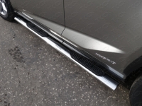 Пороги овальные с накладкой 120х60 мм Lexus NX 300h 2014