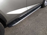 Пороги алюминиевые с пластиковой накладкой (карбон серебро) 1720 мм Lexus (лексус) NX 200t 2015 ― PEARPLUS.ru