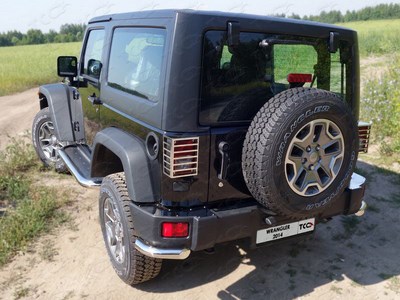 Накладки на задний бампер (шлифованные)  (комплект 2 шт.) Jeep (джип) Wrangler (вранглер) 3D (3, 6) 2014 ― PEARPLUS.ru