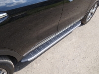 Пороги алюминиевые с пластиковой накладкой (карбон серые) 1820 мм Kia Sorento 2015 SKU:381268qw
