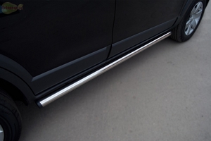 Боковые подножки(пороги) труба из нержавеющей стали 76мм с заглушкой из чёрного пластика Kia Sorento NEW (2010-2012)